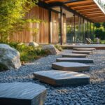 Wellnesshotel Bayern mit modernem Spa-Gebäude, Natursteinpfad und grüner Gartenanlage