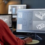 Grundrissmodell am Bildschirm mit 3D-Konstruktionssoftware
