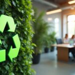 Gruenes Recycling-Symbol im nachhaltigen Buero | Solarmodule Großhandel